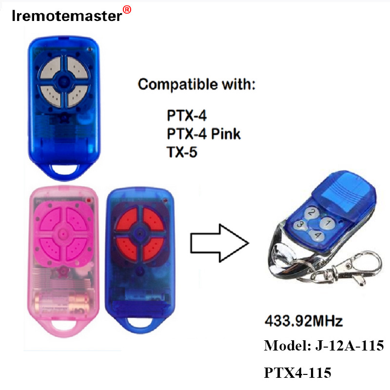 Rau PTX4 433.92 MHz Rolling Code Garage Door Remote Control